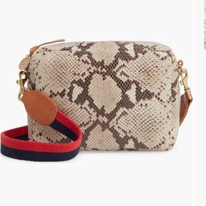Clare V Midi Sac Snakeskin Embossed Leather Crossbody Bag